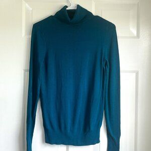 Anne Taylor Factory Teal Turtleneck Timeless Classic and Preppy Sweater Small